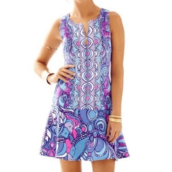 Lilly Pulitzer Melia Multi Sea Jewels Drop Waist Flounce Dress Summer, Sz XS - Picture 4 of 7